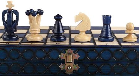 Sunrise Chess & Games Szachy Królewskie Średnie (35x35cm) kolor niebieski CH112BLUE