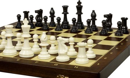 Sunrise Chess & Games Duże Szachy Treningowe 48cm (pole 50mm, król 96mm) T50DCP03GBROWN