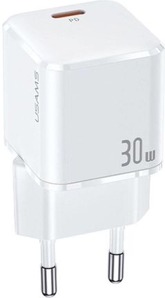 Ładowarka sieciowa Usams T45 mini 30W 1xUSB-C PD 3.0 bez kabla - biała