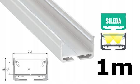 Lumines Profil Aluminiowy Sileda Biały 1M 2X Taśma Led (Sileda1Mb)