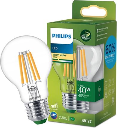 Philips LED Żarówka Ultra energooszczędna 2,3W (40W) A60 E27 ciepła biel (929003622701)