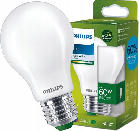 Philips LED Żarówka Ultra energooszczędna 4W (60W) A60 E27 chłodna biel (929003624101)