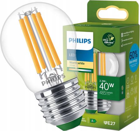 Philips LED Żarówka Ultra energooszczędna 2,3W (40W) P45 E27 ciepła biel (929003626201)