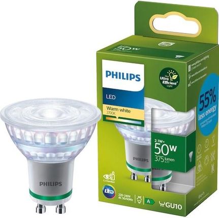 Philips LED Żarówka Ultra energooszczędna 2,1 W (50W) GU10 ciepła biel (929003634601)
