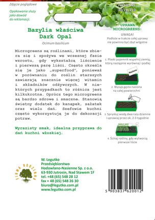W. Legutko Mikrolistki Bazylia Właściwa Dark Opal 3g - zdjęcie 3
