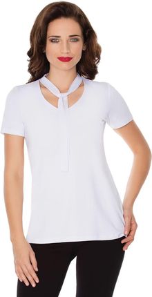 Elegancka bluzka damska, krótki rękaw,kolor biały ,kolor czarny  (Biały, L/42)