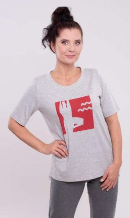 T-shirt damski,yoga,krótki rękaw ,S-2xl (Melanż szary, XL/44)