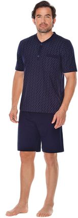 Piżama męska lekko rozpinana,krótki rękaw ,krótkie spodnie  (Granat, XL - 6)