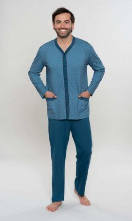 Piżama męska,rozpinana,długi rękaw i spodnie New (496 niebieski atrmentowy, M - 4)