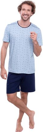 Piżama męska,wzór,krótki rękaw ,bawełna New  (58 Niebieski, XL - 6)