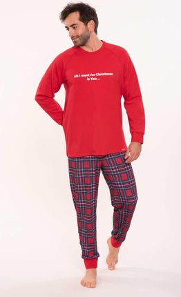 Piżama męska,All I want for christmas, długi rękaw, spodnie,New (Hiszpańska czerwień, XL)