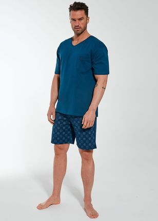 Piżama męska krótki rękaw niebieska M-XXL (XL, marine)