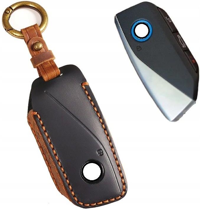 KUNIO Sleutelhoes geschikt voor BMW X7 X1 U11 iX ix1 Tourer U06 X6 M60i XM 7-serie G07 I7 2023 Beschermhoes Sleutelhoes Zinklegering Sleuteletui Sleuteletui Sleuteletui Sleutelhanger, A bruin., Nur