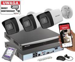 Zestaw 3 kamery IP HIKVISION DS-2CD1043G2-I 4MP z rejestratorem DS-7604NXI-K1/4P Acusense POE 1TB