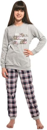 piżamka dziewczęca,Miś koala,długi rękaw,spodnie New (98-104, szary)