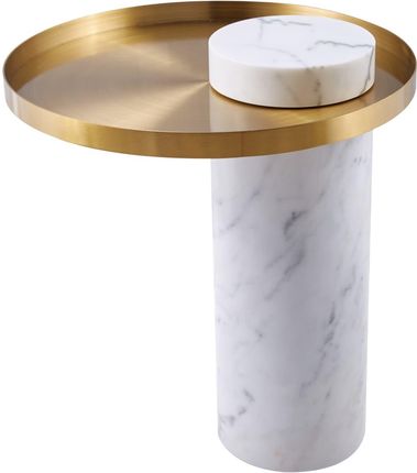 Step Into Design Designerski Stolik Kawowy Column Dp Fa1 White Gold Marmur Stal Biały Złoty