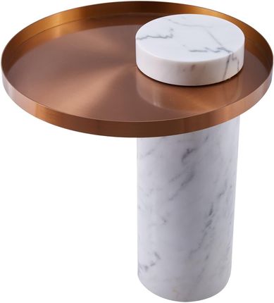 Step Into Design Modernistyczny Stolik Kawowy Column Dp Fa1 White Copper Marmur Stał Biały Miedziany