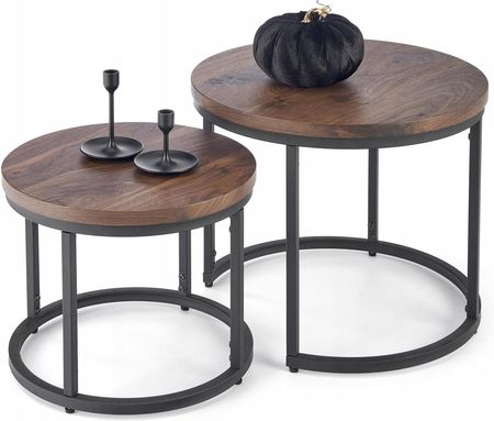 Halmar Zestaw 2 Ław Orzech Czarny Stolik Ława Oreo Loft