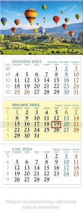 Kalendarz 2024 Trójdzielny Balony KT7