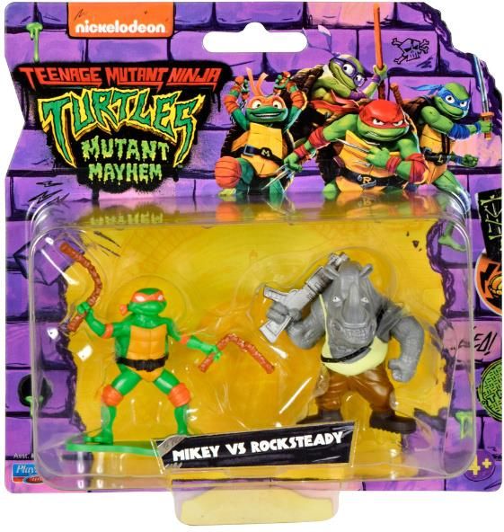 ☆Toy☆様 WOJOWNICZE ŻÓŁWIE NINJA Figurka MIKEY vs ROCKSTEADY Zmutowany