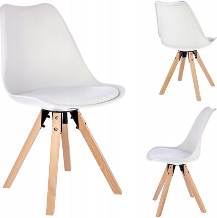 Krzesło RIVA skandynawskie plastikowe ekoskóra białe