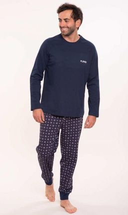 Piżama męska,piłka,długi rękaw,spodnie New (Granat, S - 3)