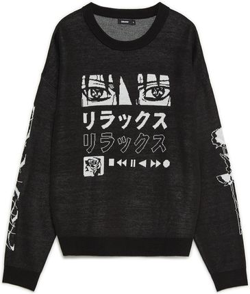 Cropp - Czarny sweter z nadrukami - Czarny