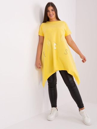 Tunika basic luźna plus size żółta dłuższe boki