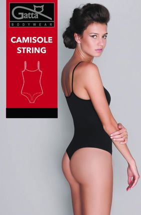 Body damskie string,wąskie ramiączka ,mikrofibra , Camisole  (Nero, S)