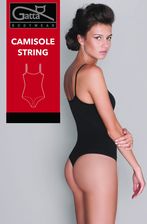 Body damskie string,wąskie ramiączka ,mikrofibra , Camisole  (Nero, L)
