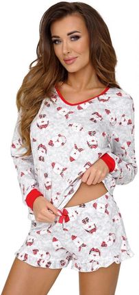Piżama świąteczna długo krótka Miś szara S-XL  (Szary, L)
