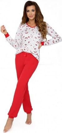 Piżama świąteczna długa szaroczerw Miś S-XXL (Szary-czerwony, XL)