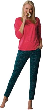 Piżama damska,unikatowy  wzór,długi rekaw,spodnie  (rożowy, XL)