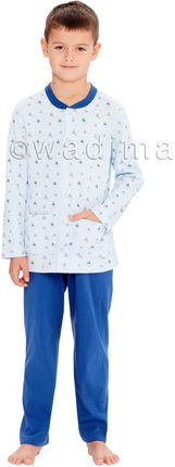 Piżama chłopięca rozpinana z wzorem,długi rękaw i spodnie  (882 Błękit/niebieskogranatowy, 98)