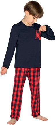 Piżama chłopięca,z wzorem,dl.rękaw i spodnie,roz. 98-146 NEW (46- Granat chłodny, 104)