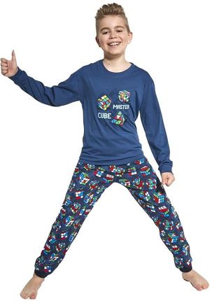 Piżama chłopieca,Kostka Rubika,długi rękaw i spodnie,New (110-116, Granat)