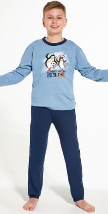 Piżama chłopięca pingwiny gol (134-140, niebieski melanż)