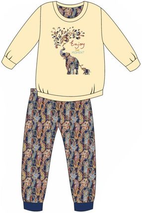 Piżama dziewczęca sŁoń długi rekaw,spodnie  (98-104, Ecri)