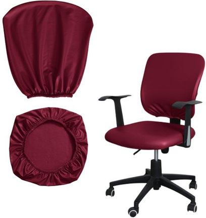 Pokrowiec Na Fotel Krzesło Obrotowe Biurowe Skóra Syntetyczna Bordowy 2 Części P1389363339