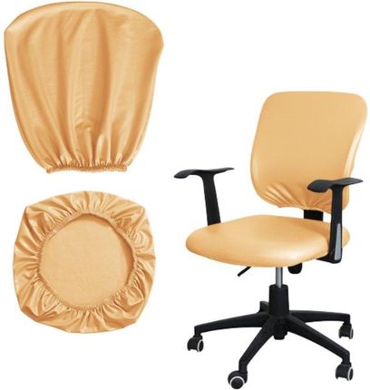 Pokrowiec Na Fotel Krzesło Obrotowe Biurowe Skóra Syntetyczna Beżowy 2 Części P1389363418