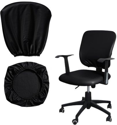 Pokrowiec Na Fotel Krzesło Obrotowe Biurowe Skóra Syntetyczna Czarny 2 Części P1389363427