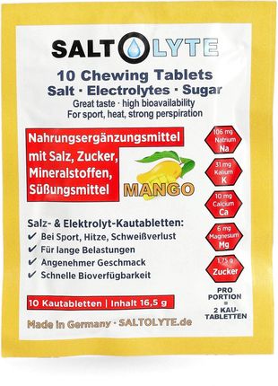 Saltstick Elektrolityczne Tabletki Saltolyte Chewing 10Szt. Mango