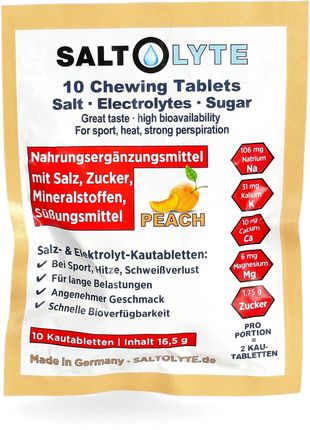 Saltstick Elektrolityczne Tabletki Saltolyte Chewing 10Szt. Broskwiniowy