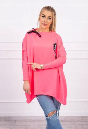 Bluza oversize z asymetrycznymi bokami różowy neon