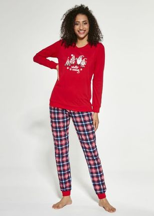 Piżama damska,Skrzaty,długi rękaw ,spodnie  (XL42, czerwony)