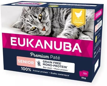 Eukanuba Grain Free Senior Kurczak mokra karma dla starszych kotów 12x85g