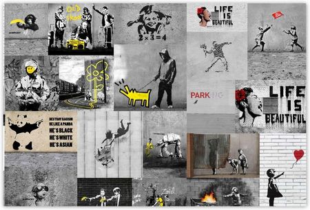 Zesmakiem 104X70 Miks Grafik Banksy Kolaż
