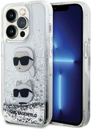 Karl Lagerfeld Klhcp14Lldhkcns Iphone 14 Pro 6 1" Srebrny Silver Hardcase Liquid Glitter Choupette Heads