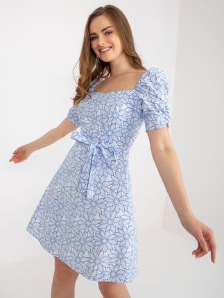 Sukienka-LK-SK-509002.03P-biało-niebieski : Kolor - Biało-Niebieski, Rozmiar - 40
