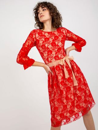 Sukienka-LK-SK-507034.40P-czerwony : Kolor - Czerwony, Rozmiar - 40